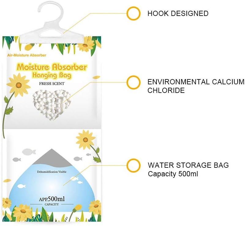 CANAGER Hanging Moisture Absorber, Fresh Scent Moistureproof Desiccant Hanging Bag，Dehumidifier Bag (8 packs) Hanging Closet Dehumidifier Bags, Moisture Absorb 12.5 oz - Image 2